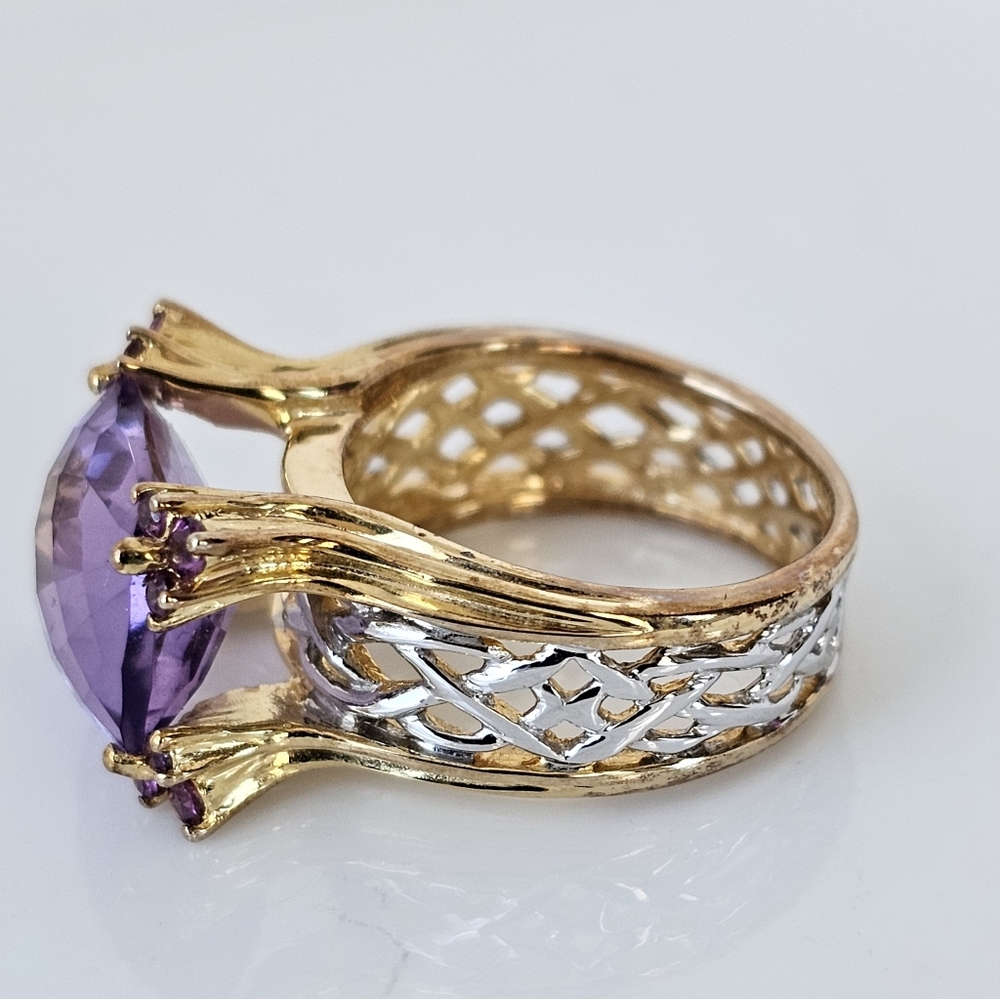 Retired Victoria Weick Amethyst & Garnet Ring 14k & Sterling Silver Ring Sz 7! - Picture 7 of 11
